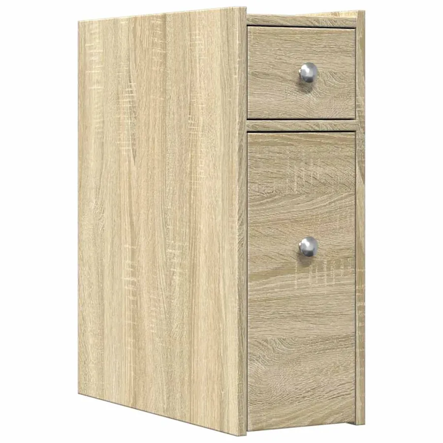 Armoire de salle de bain étroite avec roulettes chêne sonoma - 2