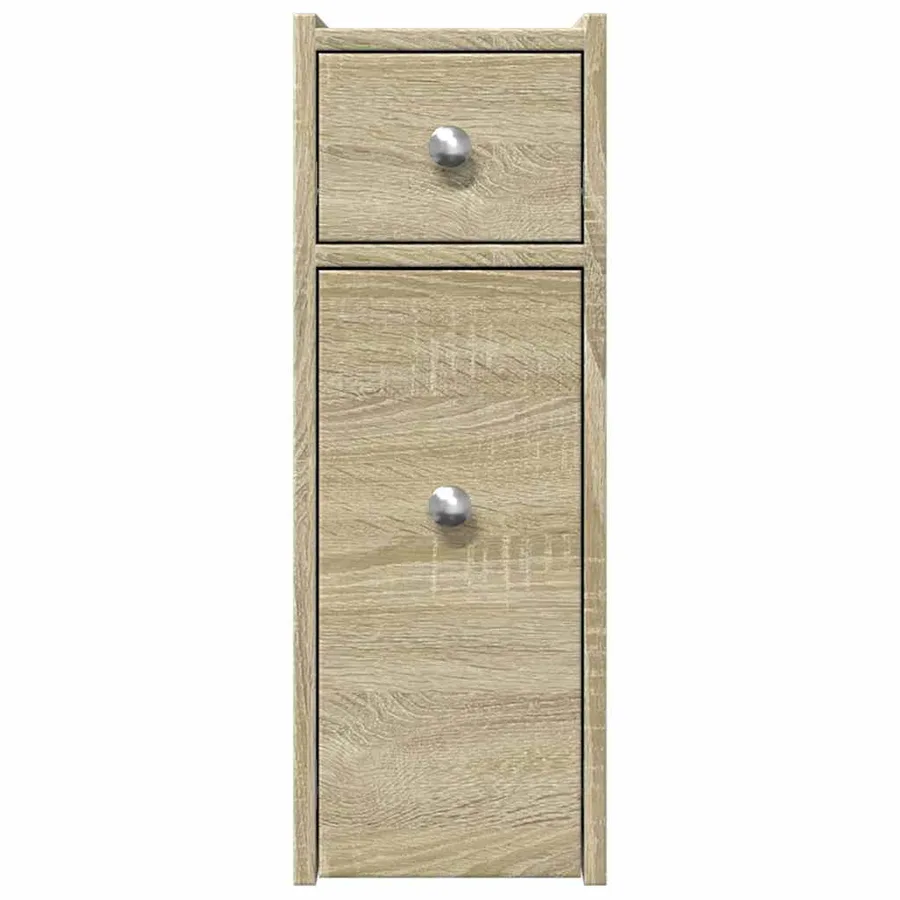 Armoire de salle de bain étroite avec roulettes chêne sonoma - 4