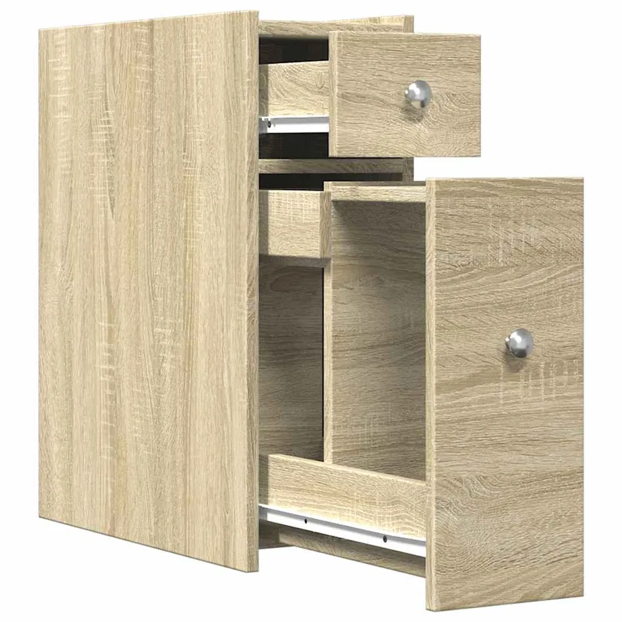 Armoire de salle de bain étroite avec roulettes chêne sonoma - 7