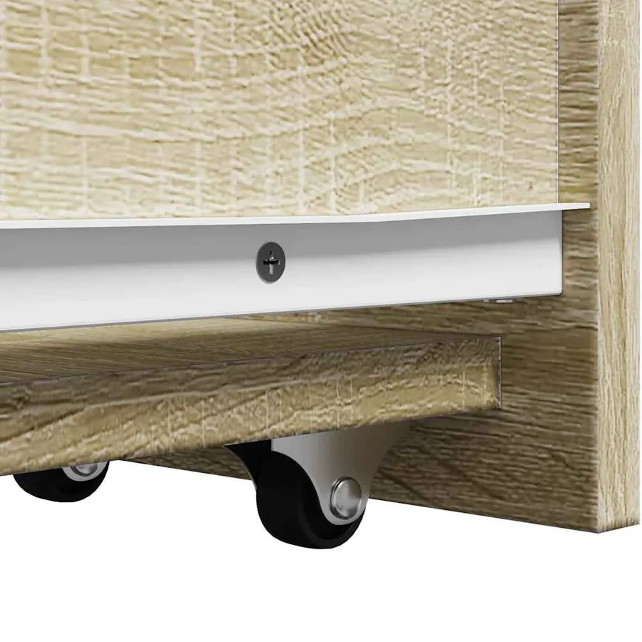 Armoire de salle de bain étroite avec roulettes chêne sonoma - 8