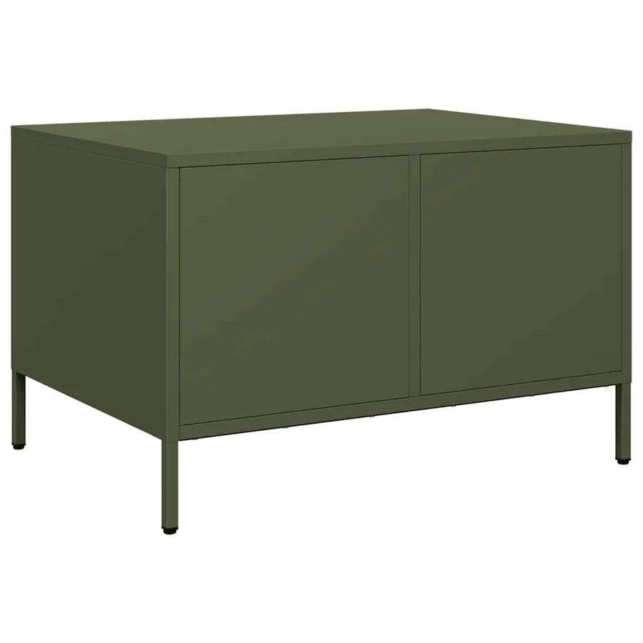 Table basse vert olive 68,5x50x43,5 cm acier laminé à froid - 8