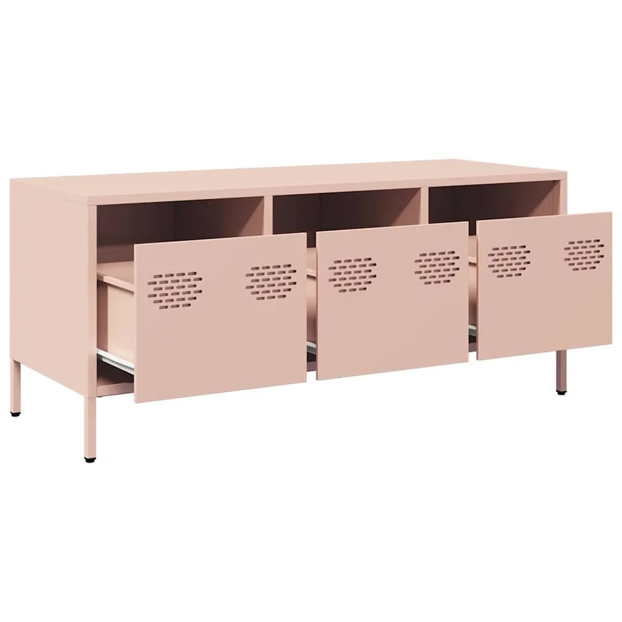 Meuble TV rose 101,5x39x43,5 cm acier laminé à froid - 5