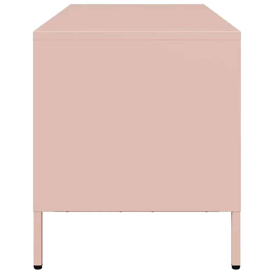 Meuble TV rose 101,5x39x43,5 cm acier laminé à froid - 6