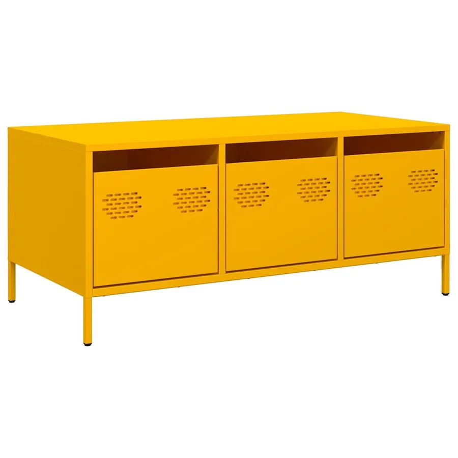 Table basse jaune moutarde 101,5x50x43,5cm acier laminé à froid - 2