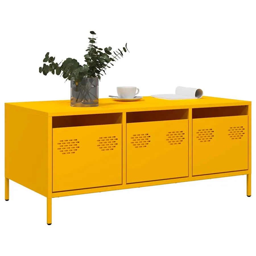 Table basse jaune moutarde 101,5x50x43,5cm acier laminé à froid - 3