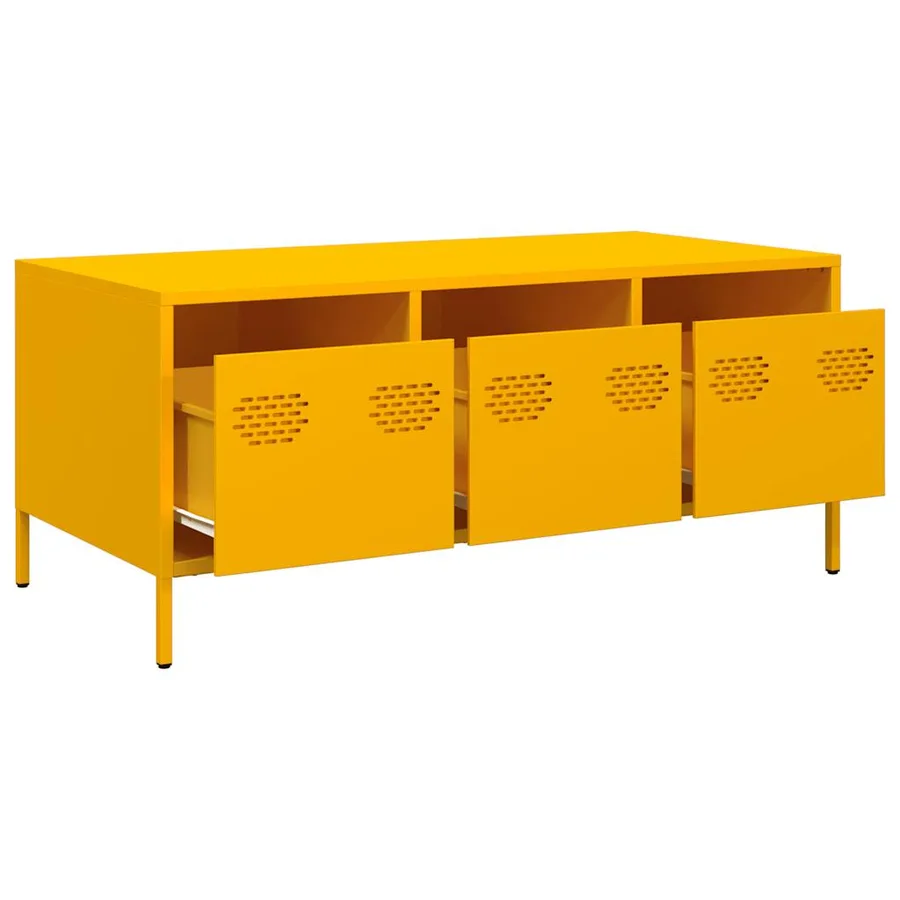 Table basse jaune moutarde 101,5x50x43,5cm acier laminé à froid - 5