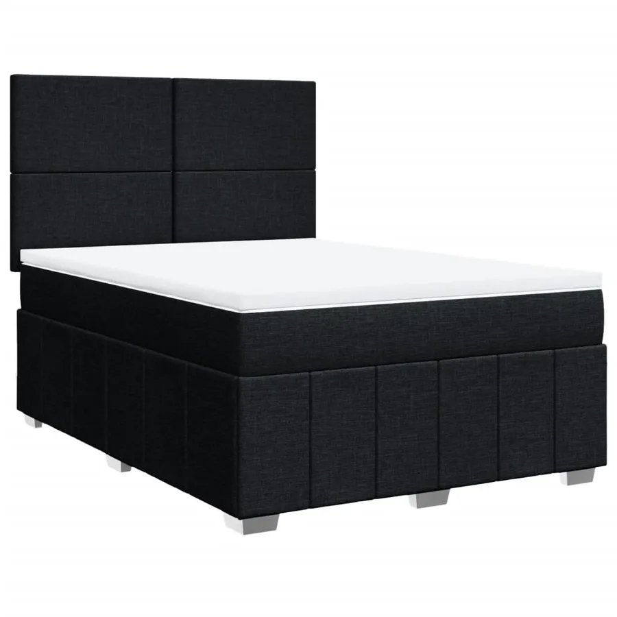 Sommier à lattes de lit avec matelas Noir 160x200 cm Tissu - 3