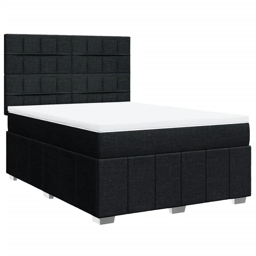 Sommier à lattes de lit avec matelas Noir 160x200 cm Tissu - 3