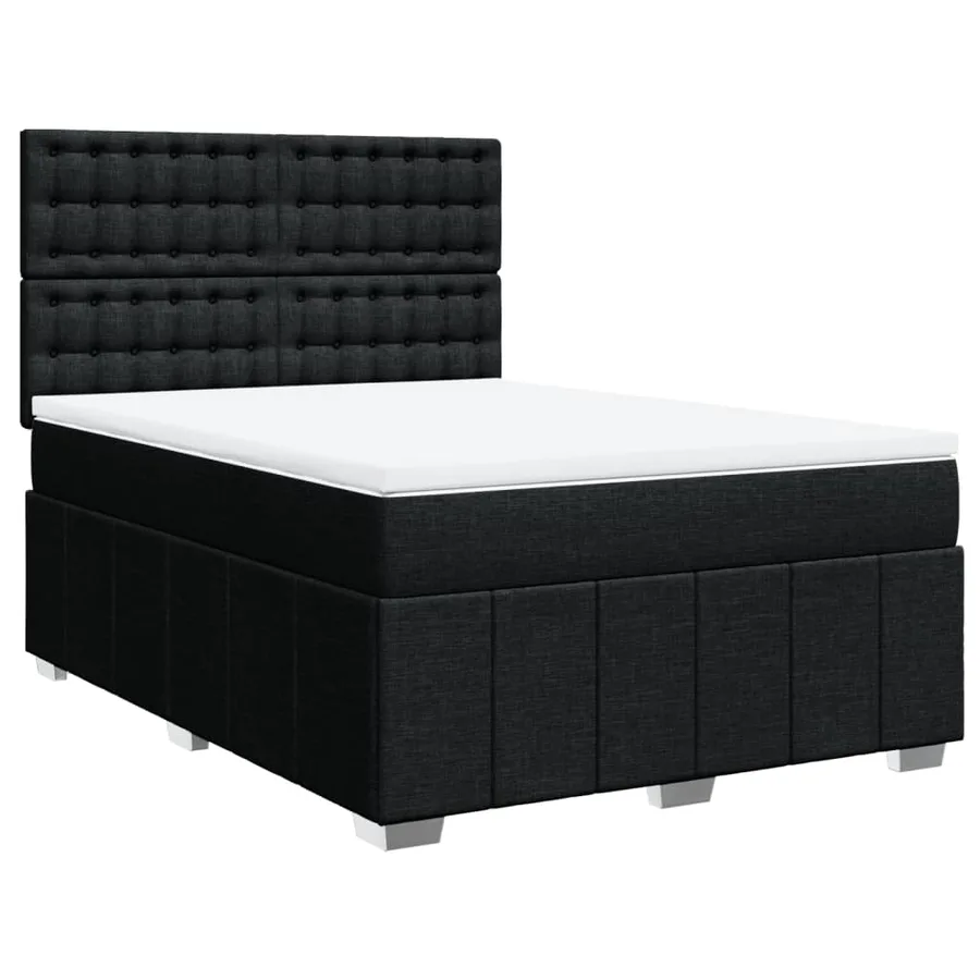 Sommier à lattes de lit avec matelas Noir 160x200 cm Tissu - 3