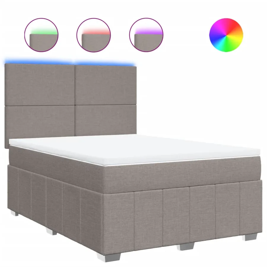 Sommier à lattes de lit avec matelas Taupe 160x200 cm Tissu - 2