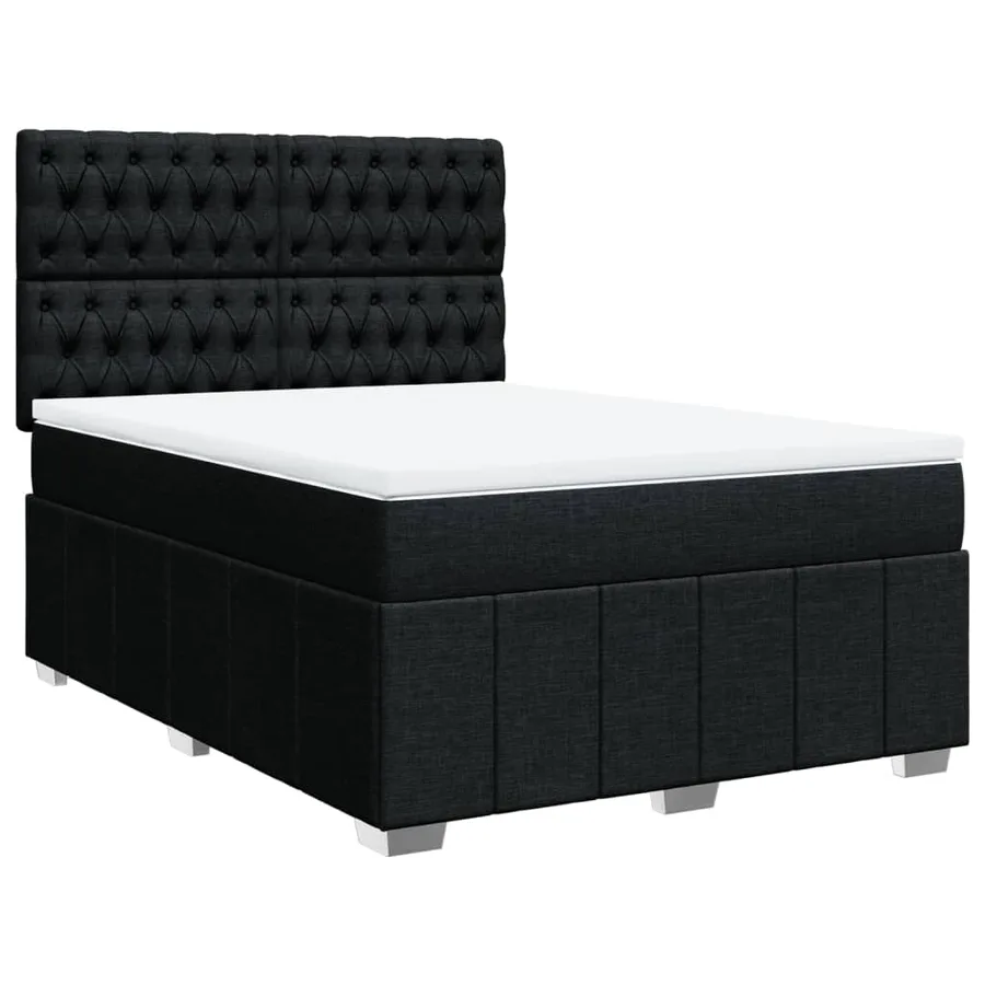 Sommier à lattes de lit avec matelas Noir 160x200 cm Tissu - 3