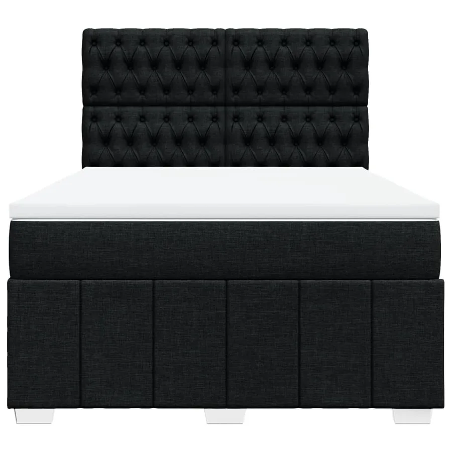 Sommier à lattes de lit avec matelas Noir 160x200 cm Tissu - 6