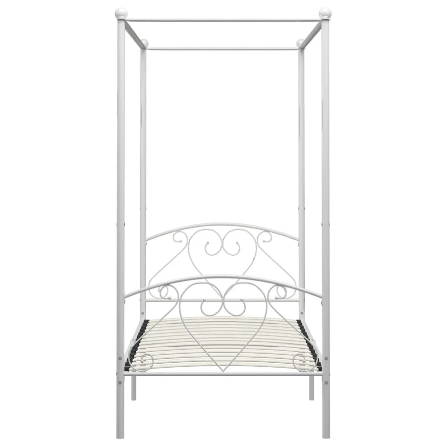Cadre de lit à baldaquin sans matelas blanc métal 90x200 cm - 3