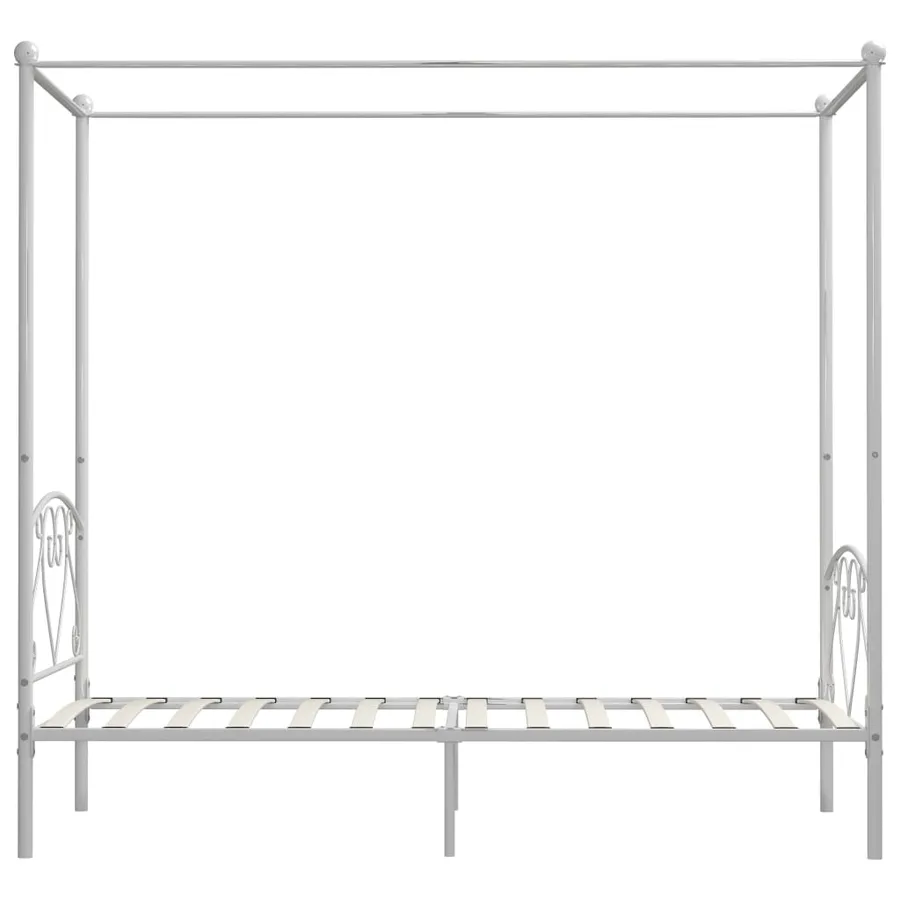 Cadre de lit à baldaquin sans matelas blanc métal 90x200 cm - 4