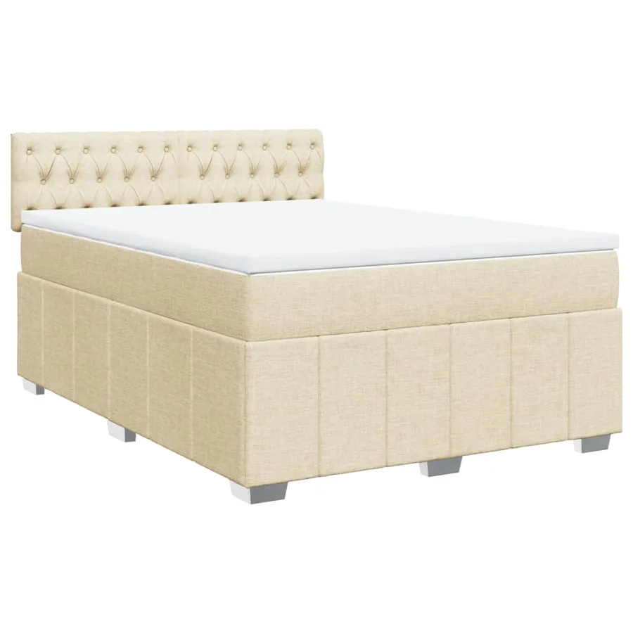 Sommier à lattes de lit avec matelas Crème 160x200 cm Tissu - 3