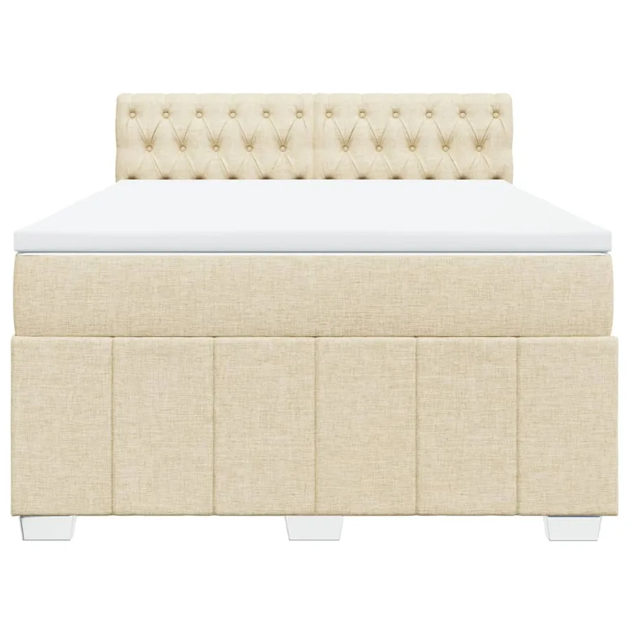 Sommier à lattes de lit avec matelas Crème 160x200 cm Tissu - 6
