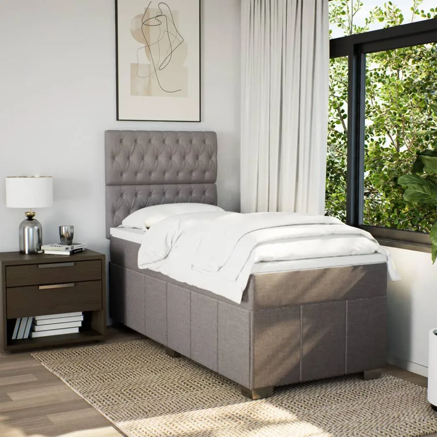 Sommier à lattes de lit avec matelas Taupe 80x200 cm Tissu - 5
