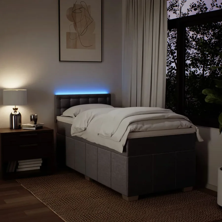 Sommier à lattes de lit avec matelas Taupe 80x200 cm Tissu - 5