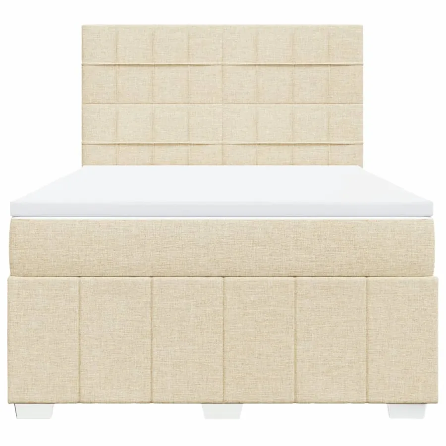Sommier à lattes de lit avec matelas Crème 160x200 cm Tissu - 4