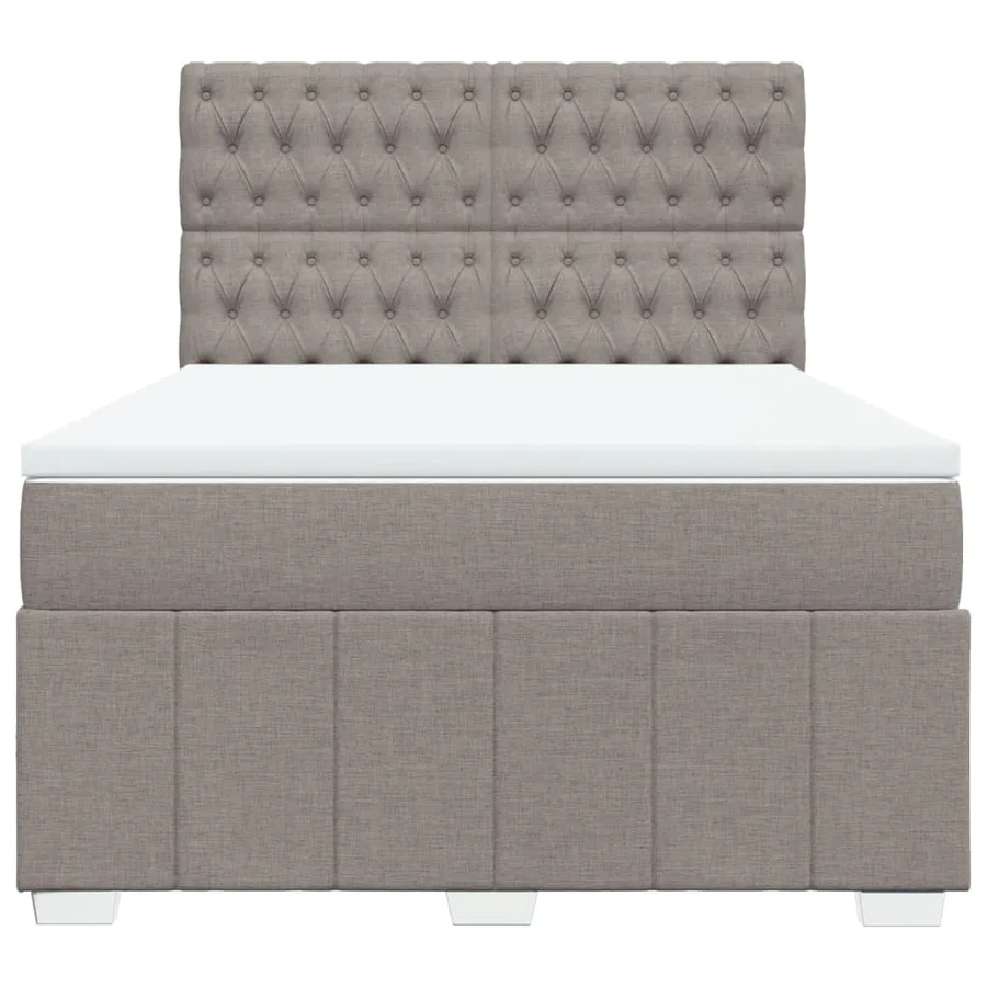 Sommier à lattes de lit avec matelas Taupe 160x200 cm Tissu - 4