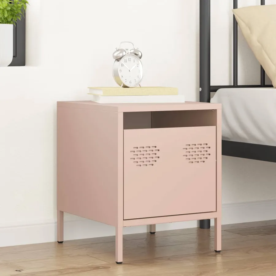 Table de chevet rose 35x39x43,5 cm acier - 3
