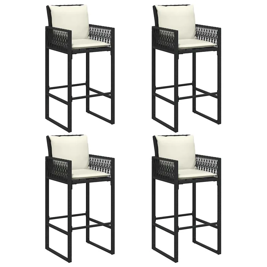 Ensemble de bar de jardin 5 pcs avec coussins noir poly rotin - 5