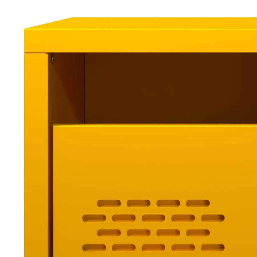 Table de chevet jaune moutarde 35x39x43,5 cm acier - 10