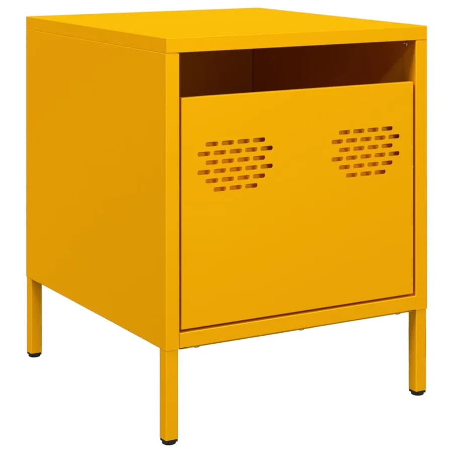 Table de chevet jaune moutarde 35x39x43,5 cm acier - 2