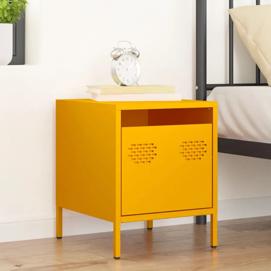 Table de chevet jaune moutarde 35x39x43,5 cm acier - 3