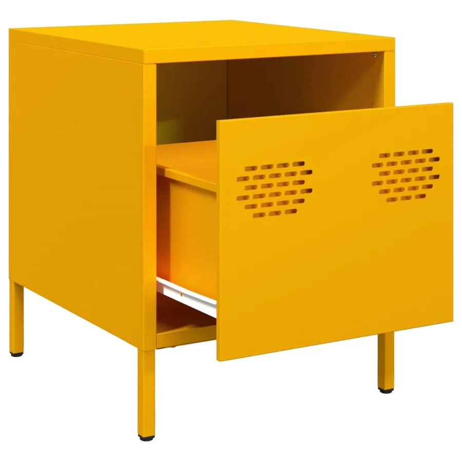 Table de chevet jaune moutarde 35x39x43,5 cm acier - 4