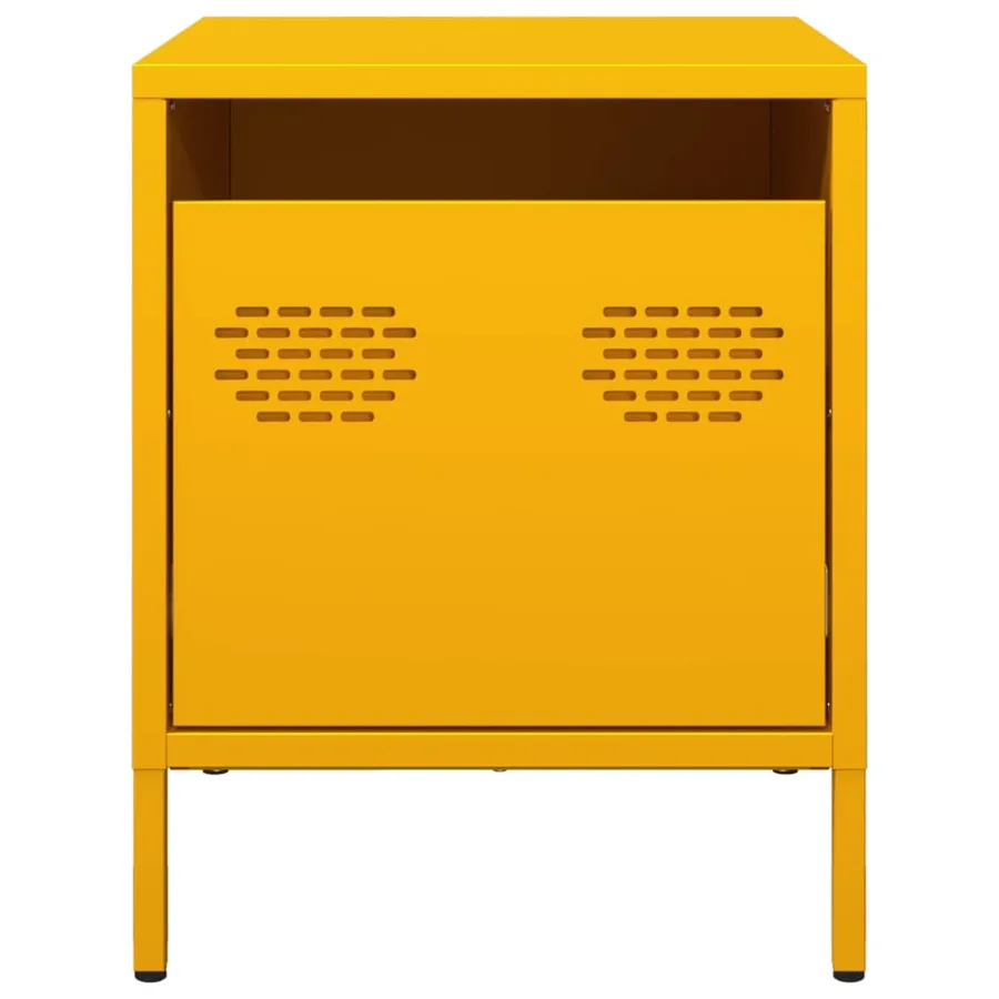 Table de chevet jaune moutarde 35x39x43,5 cm acier - 5