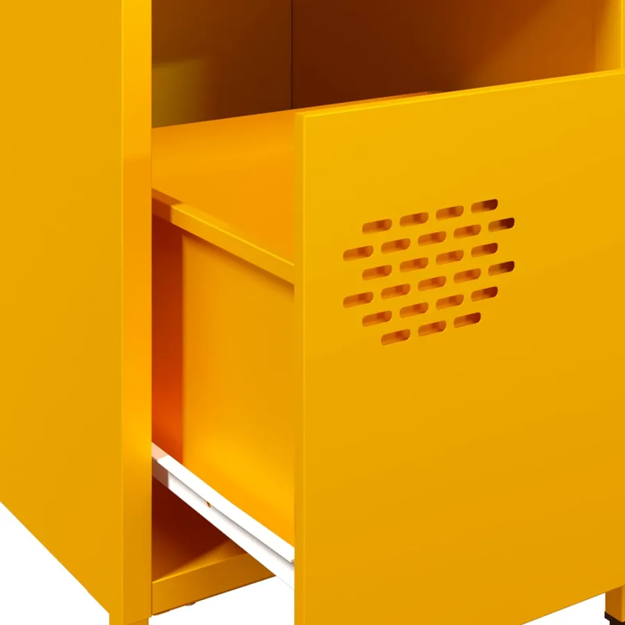 Table de chevet jaune moutarde 35x39x43,5 cm acier - 9
