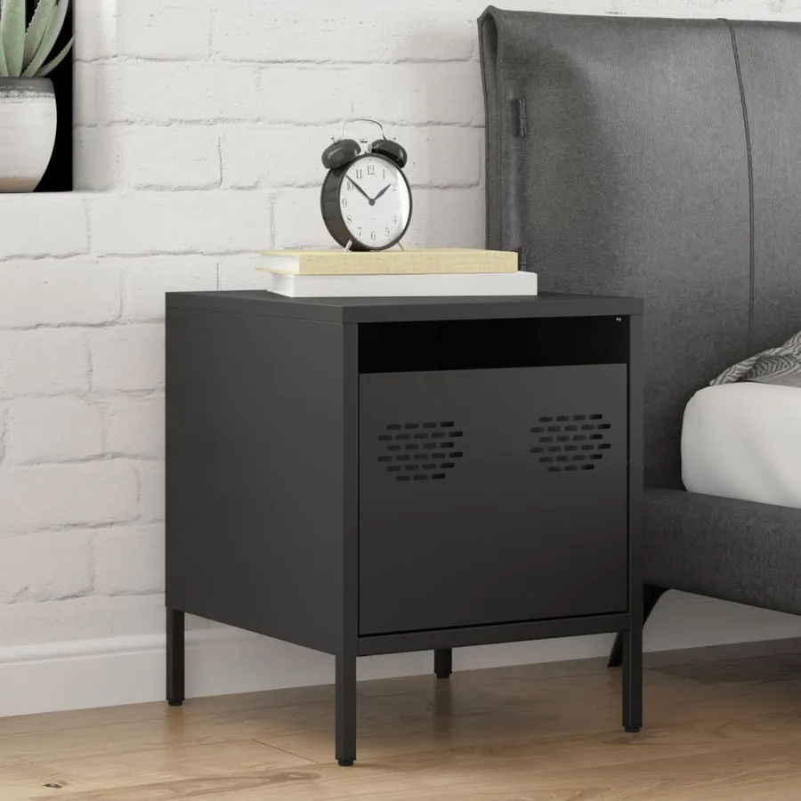 Table de chevet noir 35x39x43,5 cm acier - 3