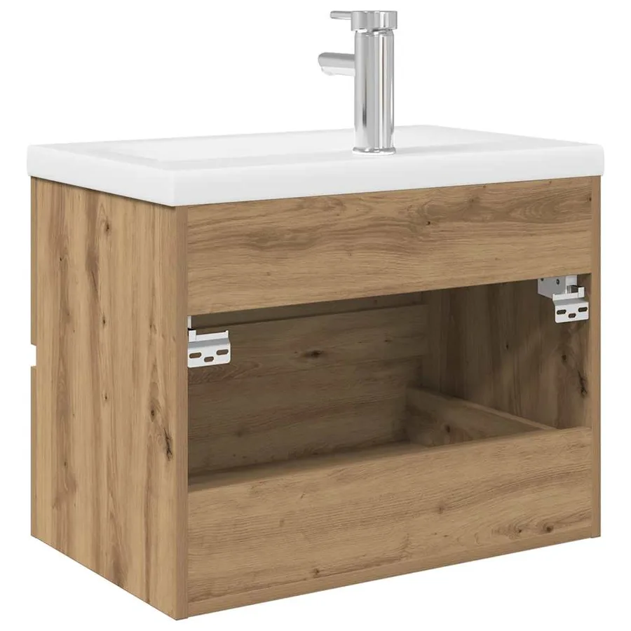 Meuble lavabo avec bassin et robinet intégrés chêne artisanal - 7