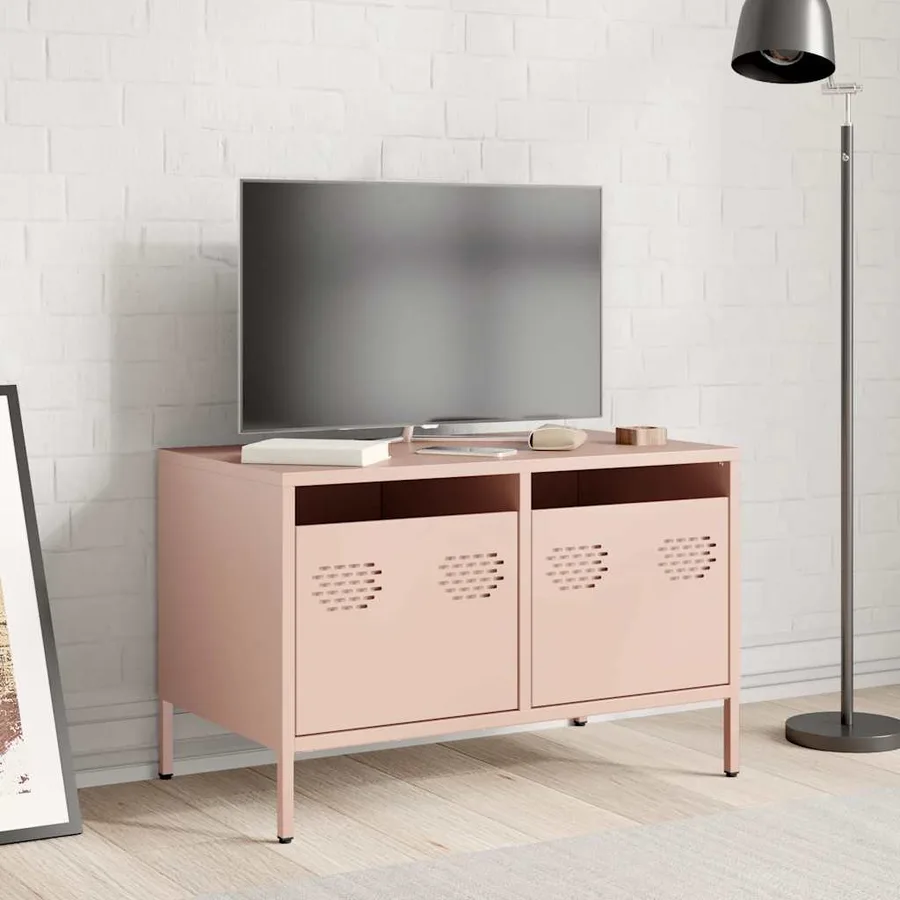 Meuble TV rose 68x39x43,5 cm acier laminé à froid - 3