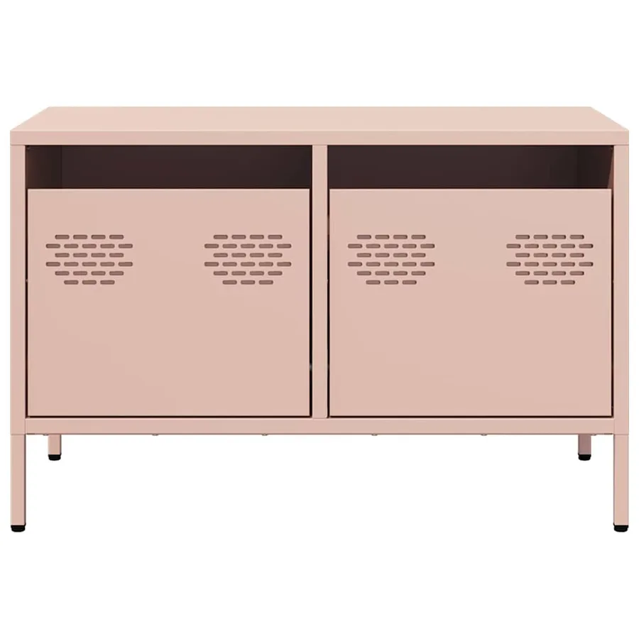 Meuble TV rose 68x39x43,5 cm acier laminé à froid - 4