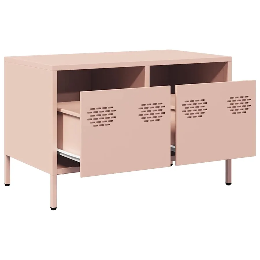 Meuble TV rose 68x39x43,5 cm acier laminé à froid - 5