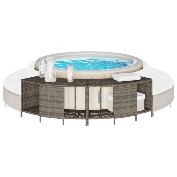 Étagères de rangement pour spa 2 pcs gris résine tressée
