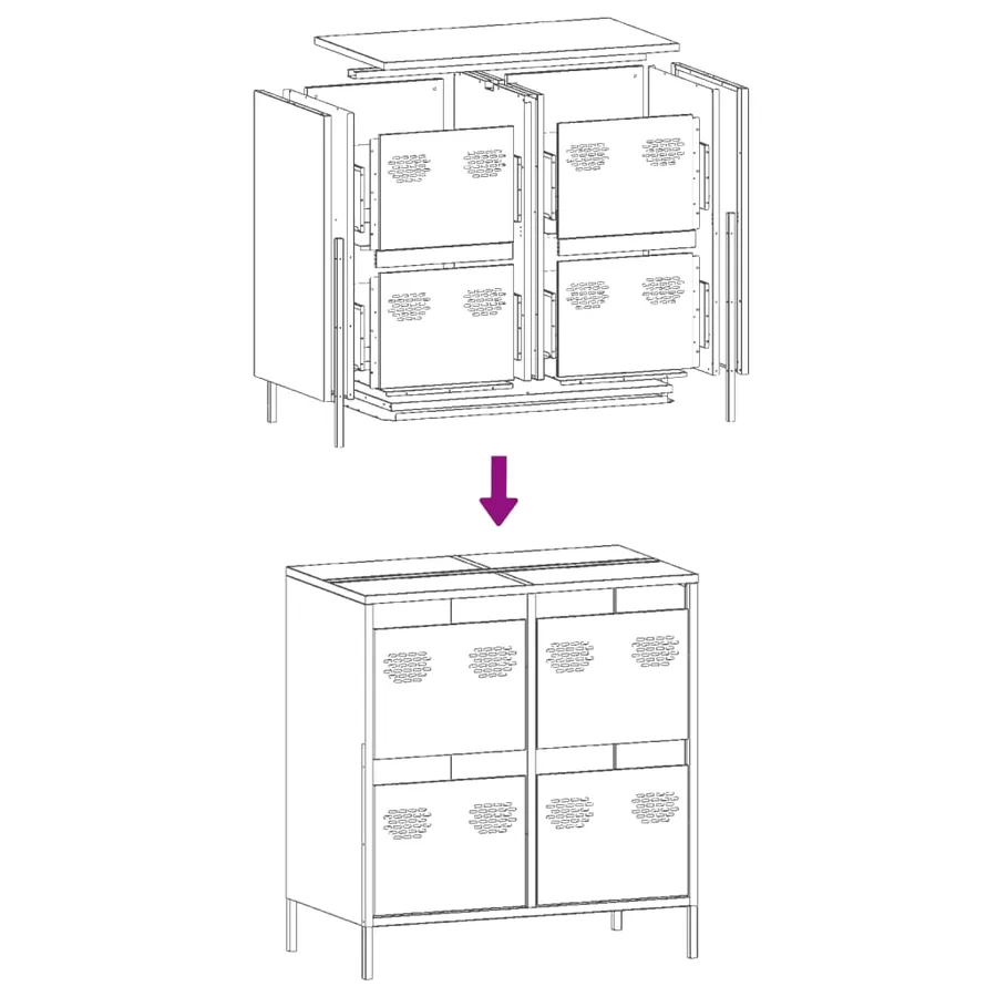 Buffet jaune moutarde 68x39x73,5 cm acier laminé à froid - 11