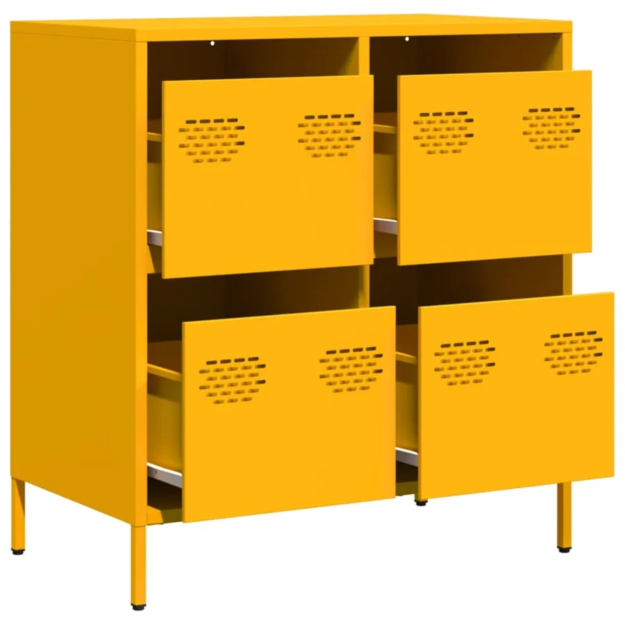 Buffet jaune moutarde 68x39x73,5 cm acier laminé à froid - 4