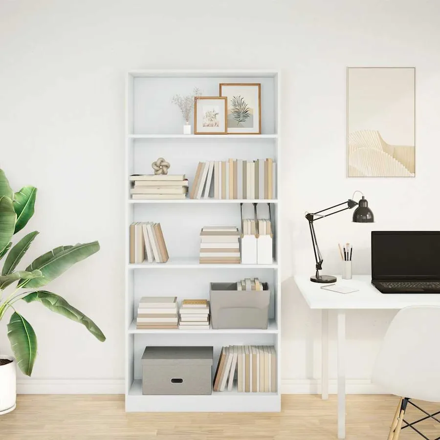 Bibliothèque blanc 80x24x176 cm bois d'ingénierie - 3