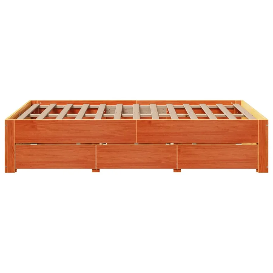 Cadre de lit sans matelas avec tiroirs 135x190 cm bois de pin - 13