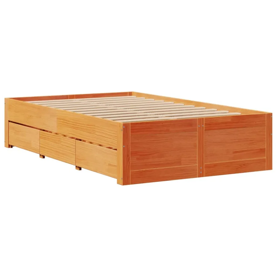 Cadre de lit sans matelas avec tiroirs 135x190 cm bois de pin - 6