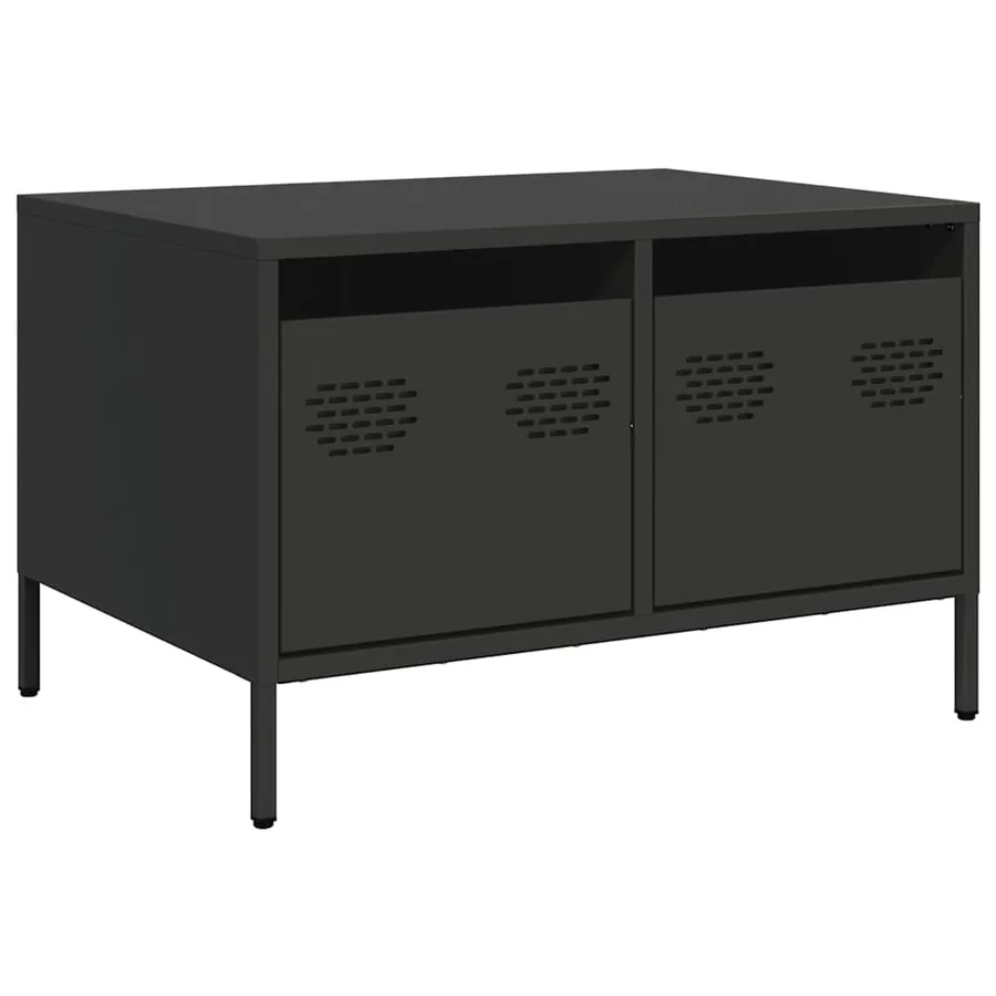 Meuble TV noir 68x50x43,5 cm acier laminé à froid - 2