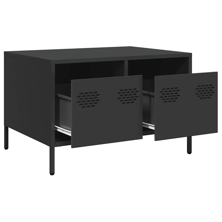Meuble TV noir 68x50x43,5 cm acier laminé à froid - 5