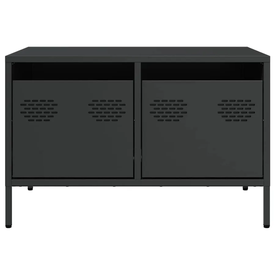 Meuble TV noir 68x50x43,5 cm acier laminé à froid - 6