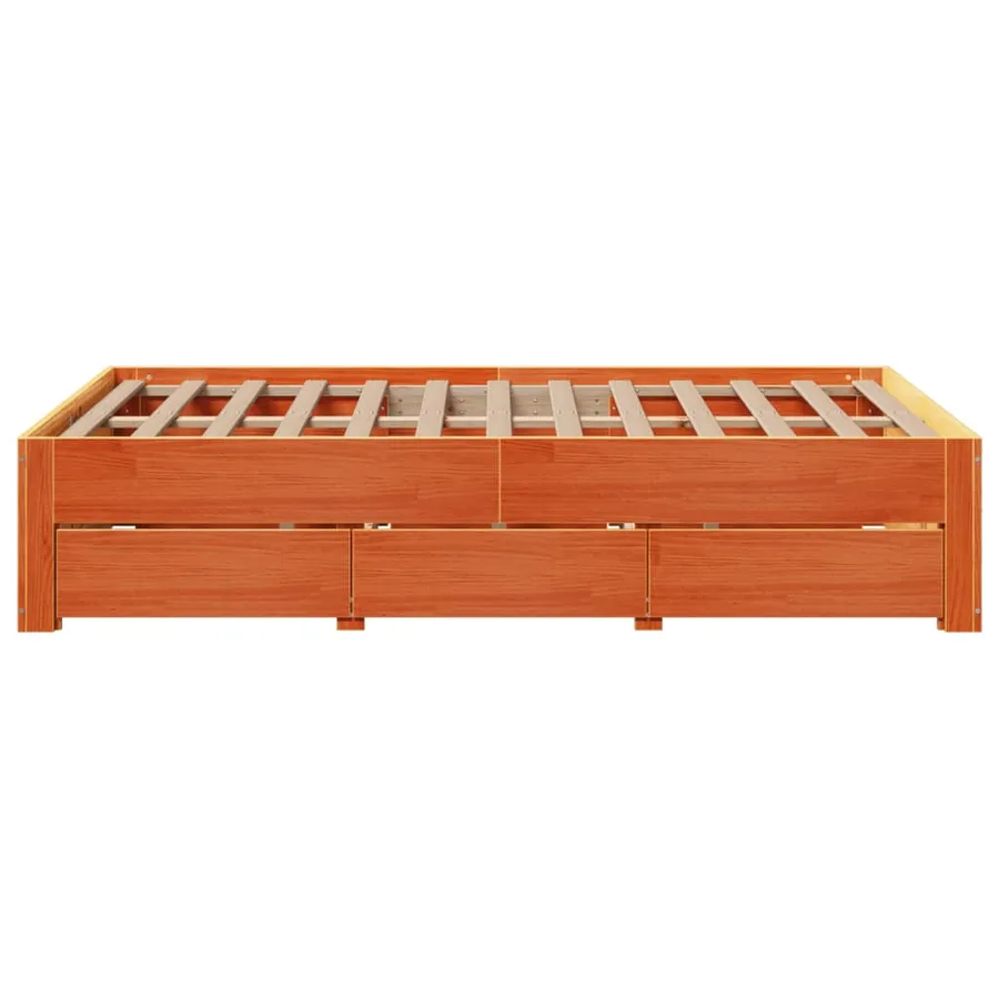 Cadre de lit sans matelas avec tiroirs 120x200 cm bois pin - 5