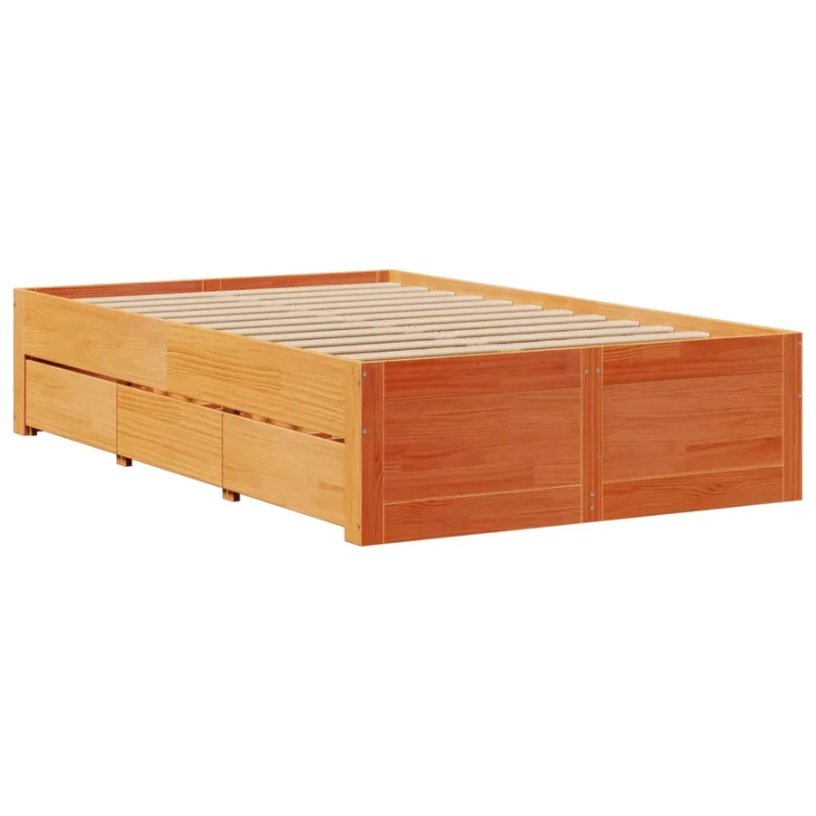 Cadre de lit sans matelas avec tiroirs 120x200 cm bois pin - 6