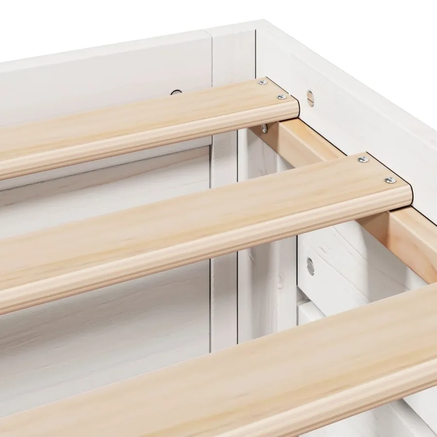 Cadre de lit sans matelas avec tiroirs blanc 150x200 cm pin - 11