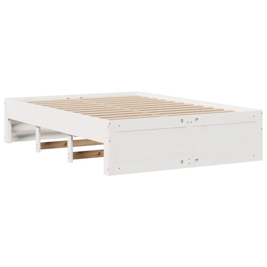 Cadre de lit sans matelas avec tiroirs blanc 150x200 cm pin - 7